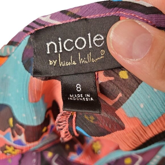 NICOLE by Nicole Miller Womens Multi Geometric Pull-On Shorts Size 8 - Picture 3 of 7